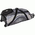 Louisville Slugger Series 9 Catch All Catchers Gear Bag EBS914-CA : Louisville Slugger's Series 9 Catch-All Catcher's bag has a high rise wheel chassis, inverted cargo hatch and holds a minimum of 4 bats. It features embroidered logos, tri-vent air-flow compartment and high-end hardware.