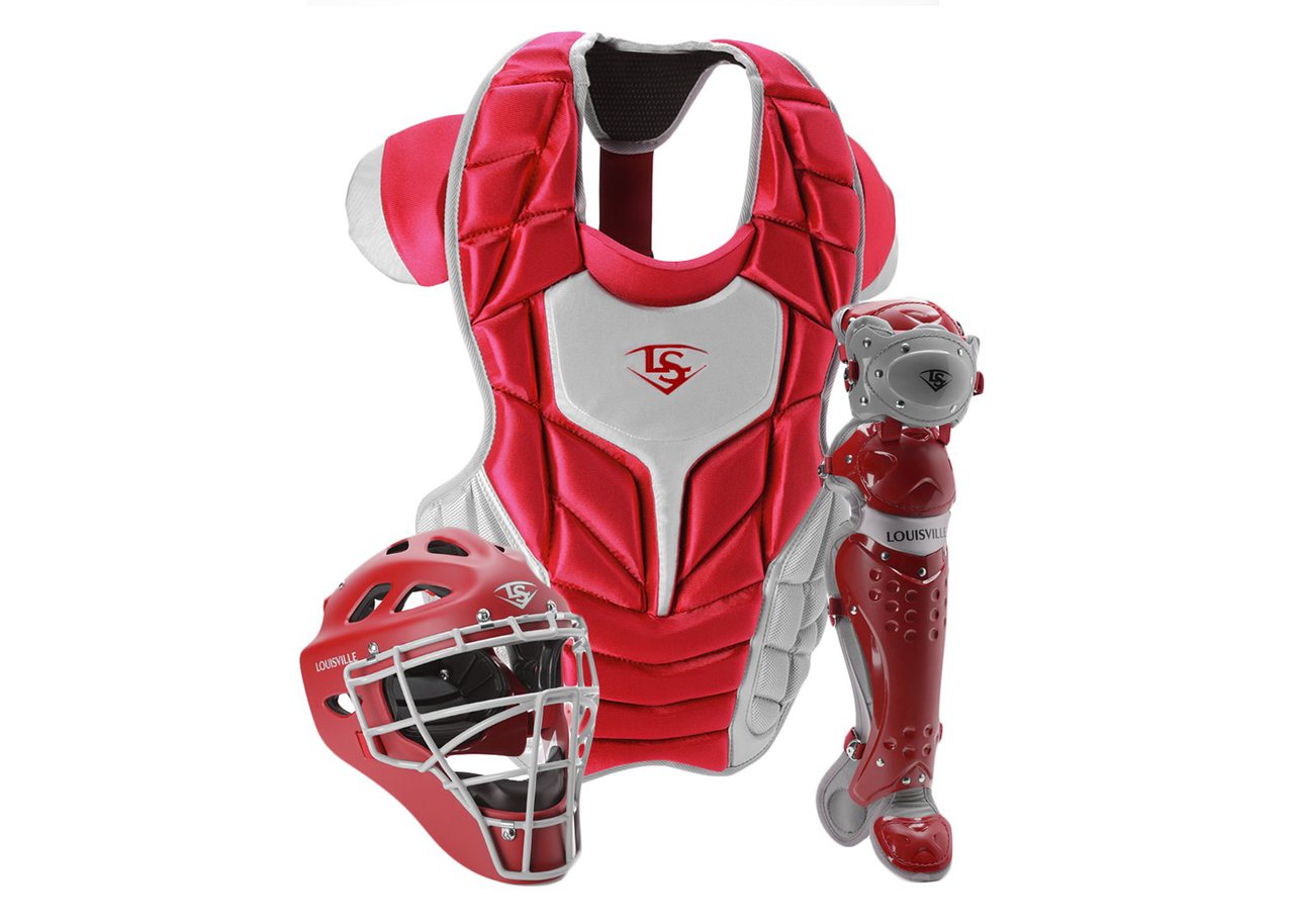 louisville-slugger-womens-intermediate-series-5-fastpitch-catchers-set-scarlet-grey PGFPIS6-SG Louisville 044277135294 Made from extra-tough lightweight materials that keep you protected while easily