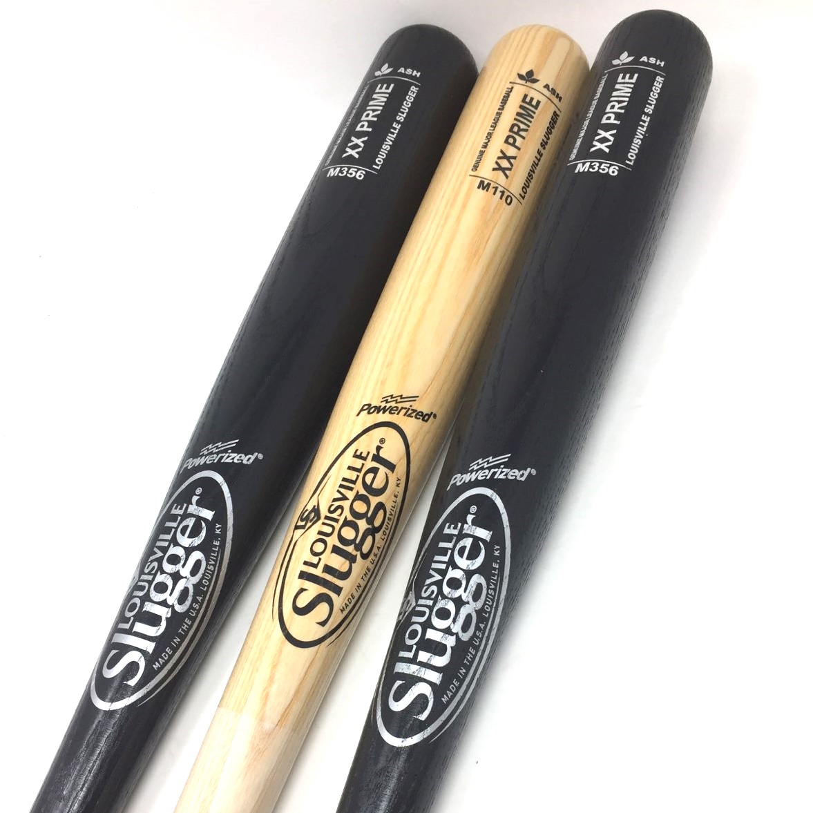 33.5 XX Prime Ash Wood Baseball Bats by Louisville Slugger. 33.5 inch, cupped, XX Prime Ash, Powerized. 3 Bats total.