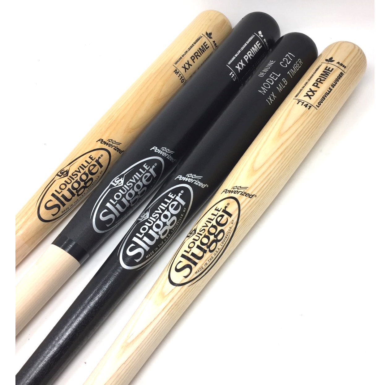 33 Inch Wood Bats from Louisville Slugger.  1. XX Prime Birch I13 Cupped 2. 1XX MLB Timber 271 Not Cupped 3. XX Prime Ash T141 Cupped 4. XX Prime Ash M110 Cupped
