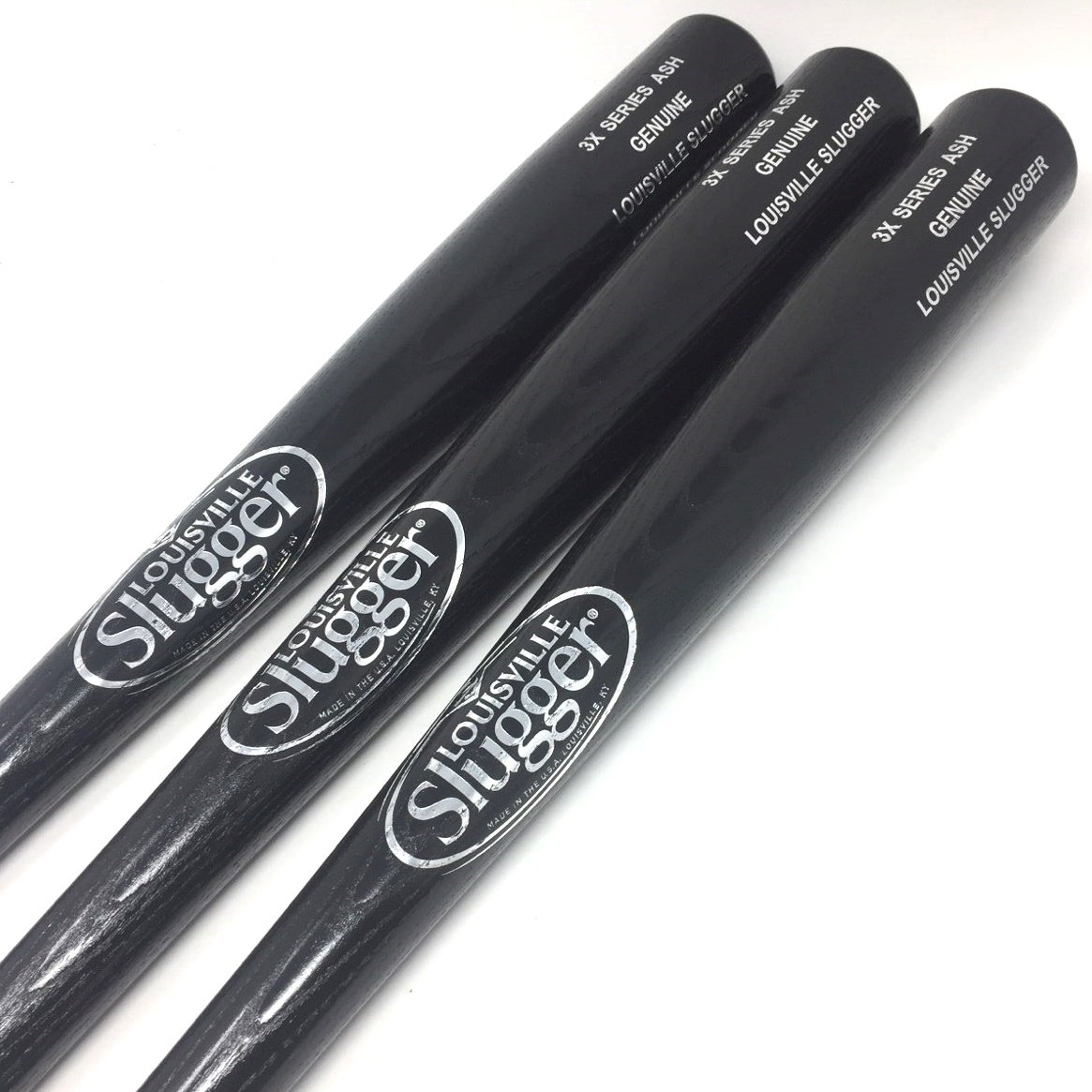 33 inch wood baseball bats by Louisville Slugger. Series 3 Ash Wood. 33 inch. Cupped. 3 bats in this bat pack.