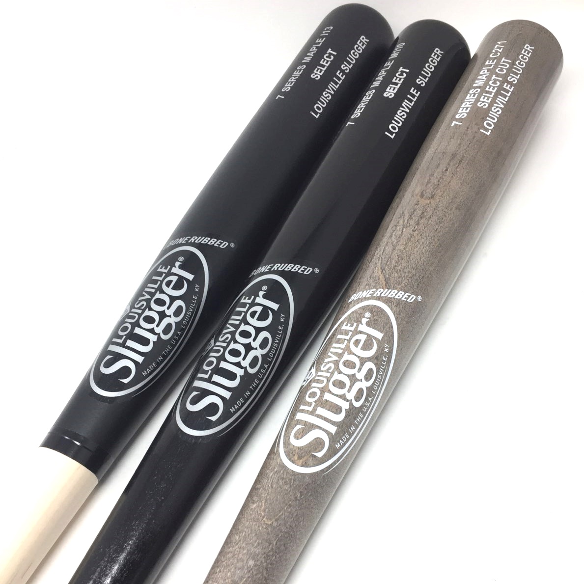 33 Inch Series 7 Maple Wood Baseball Bats from Louisville Slugger. Cupped. 1 M110, 1 C271, and 113. 3 bats in total.
