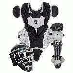 Louisville Slugger PGS514-STY Series 5 Youth Catchers Gear Set Helmet Features    Glossy finish   Moisture Wicking chin pad   NOCSAE approved   Size 6 3 8  - 7  Chest Protector Features    High-Density Foam padding   Over-the-shoulder harness   Precision pad design   Sizes 12  Leg Guard Features    Anatomically inspired   Double-knee design   Size 13