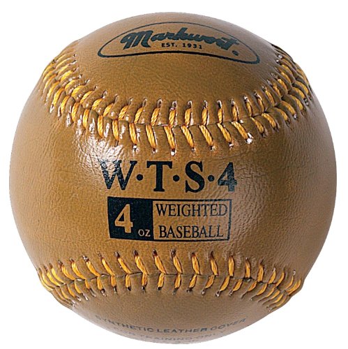 Markwort Weighted 9 Leather Covered Training Baseball (4 OZ) : Build your arm strength with Markwort training weighted baseballs. As you train gradually increase the weight of the ball as you build strength in your throwing arm. Color coded cover indicates the ball weight. Weighted baseballs are 9 inch circumference with varying weights. Leather cover, white stitching. Weighted core. Size of regulation baseballs are 9 and 5 oz.