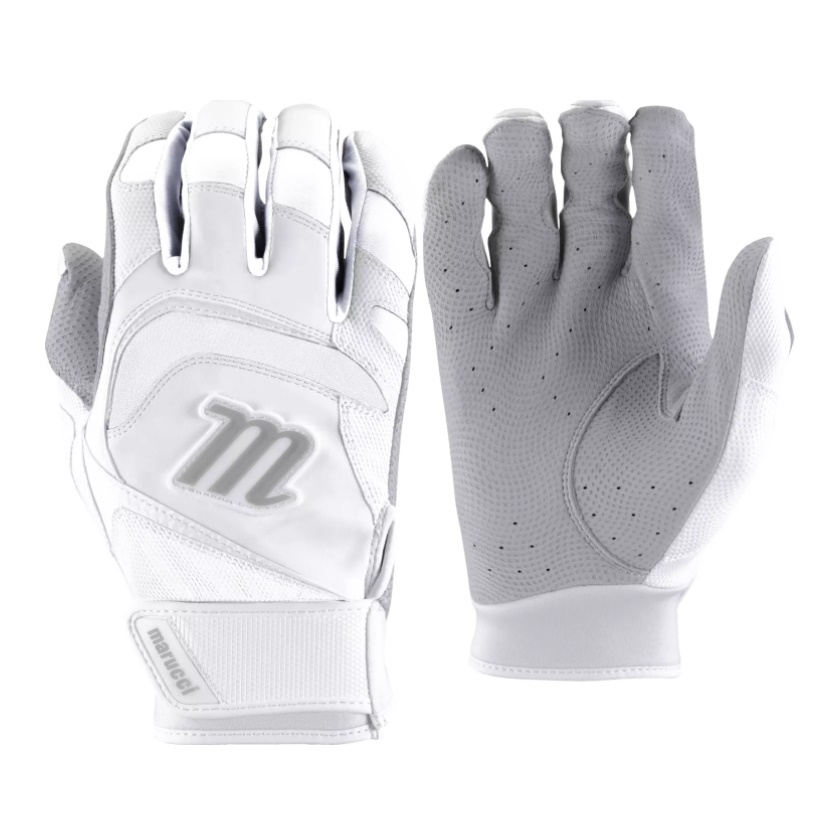 marucci-2021-signature-batting-glove-white-white-adult-large MBGSGN3-WW-AL Marucci   Digitally embossed perforated cabretta sheepskin palm provides maximum grip and