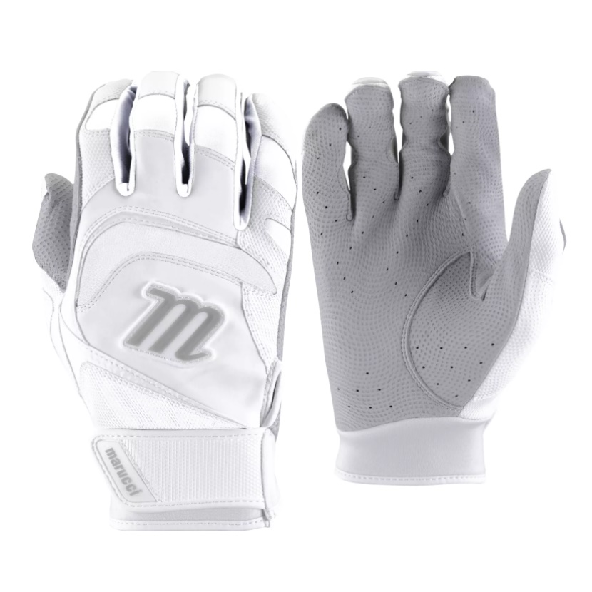 marucci-2021-signature-batting-glove-white-white-adult-medium MBGSGN3-WW-AM Marucci   Digitally embossed perforated cabretta sheepskin palm provides maximum grip and