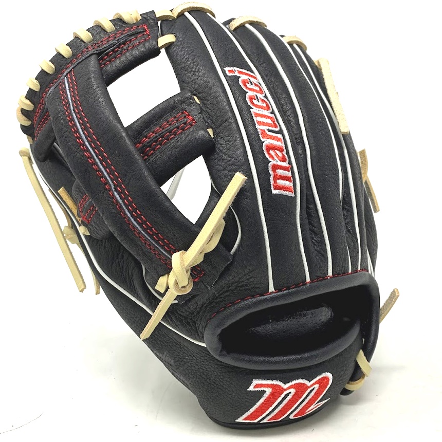 The Marucci Acadia Series Youth Baseball Glove is a top-of-the-line choice for young players looking for a comfortable, reliable, and high-performing glove. This glove features the M Type Fit System, which provides integrated thumb and pinky sleeves for added comfort and control, as well as enhanced thumb stall cushioning to reduce pressure points and improve overall feel. Designed with a tapered shape and medium depth, this glove is perfect for players who want a classic look and feel. The full-grain cowhide leather shell provides durability and strength, while the supple leather palm lining with added cushioning helps absorb shock and reduce hand fatigue. For a comfortable fit, the Marucci Acadia Series Youth Baseball Glove features narrow-tapered hand stall sizing. The smooth microfiber wrist lining and finger lining help wick away moisture and keep hands dry during the game. This glove is available in both right-hand throw and left-hand throw, making it a versatile option for young players. Whether you're a pitcher or infielder, the Marucci Acadia Series Youth Baseball Glove is a great choice for maximizing comfort and feel on the field. With its lightweight feel and increased fielding control, you'll be able to make quick and easy movements to make the play.