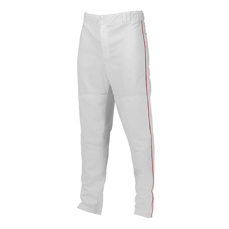 marucci-adult-elite-double-knit-piped-baseball-pant-white-red-large MAPTDKPIP-WRD-AL Marucci  100% polyester double-knit fabrication. 290GM2 weight for longer and extending life.