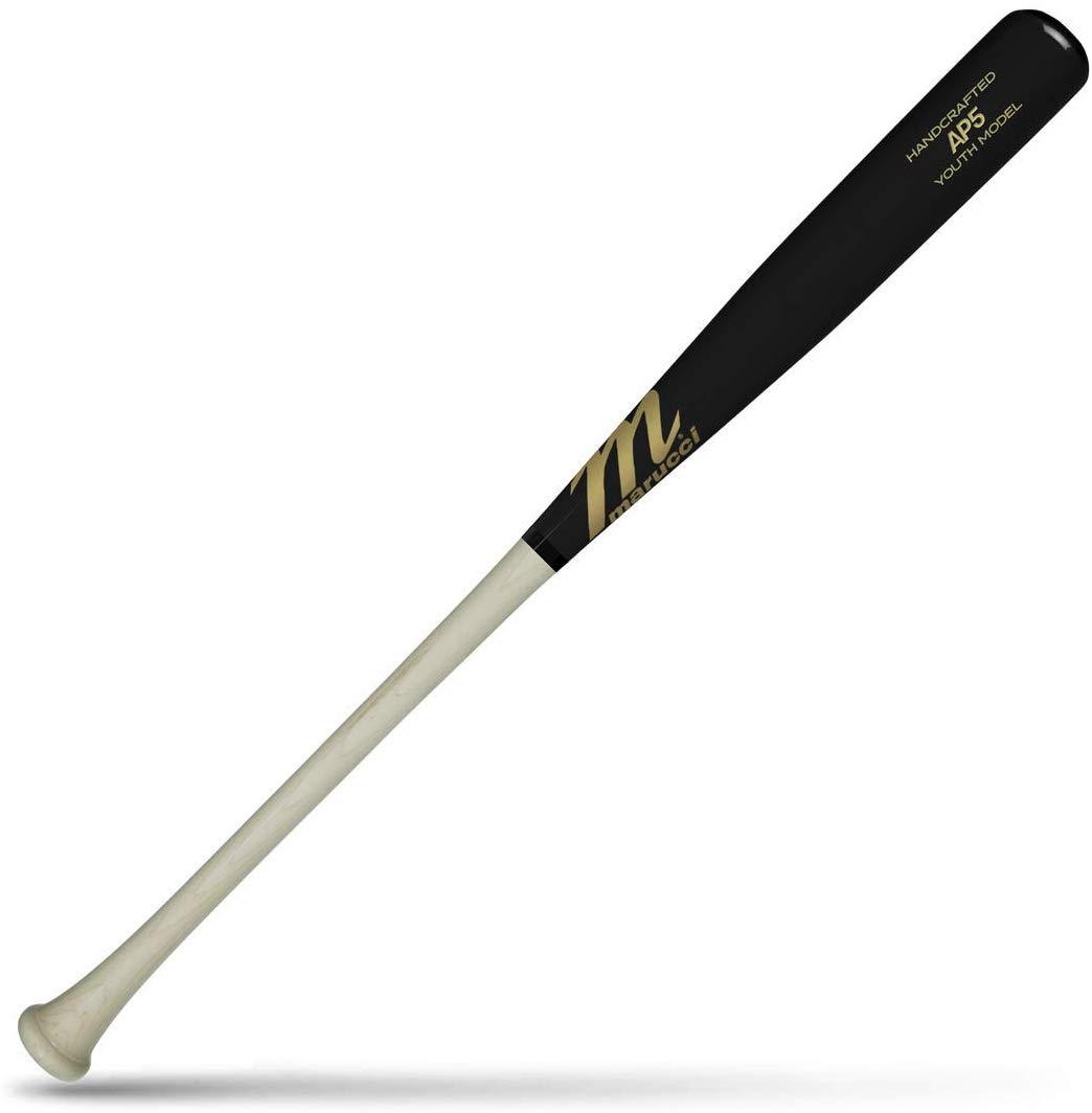 2 1/4 Inch Barrel Diameter Approximate -5 Length to Weight Ratio Balanced Swing Weight Bone Rubbed to Close Pores and Make the Wood Harder Handcrafted From Top-Quality Maple Wood. Crafted with the same specifications as the adult AP5, this Youth Pro Model wood bat is built for power with an end-loaded feel and large barrel that's scaled down for youth baseball players who can still mash. Knob: Tapered Handle: Traditional Barrel: Large Feel: End-loaded 2 1/4 inch barrel diameter Handcrafted from Marucci's top-quality maple Bone rubbed for ultimate wood density 30-day warranty included