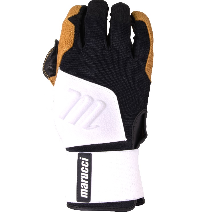 marucci-blacksmith-full-wrap-bg-white-black-batting-gloves-adult-large MBGBKSMFW-WBK-AL Marucci  Marucci durable Blacksmith Batting Gloves for tough training.   -Goatskin