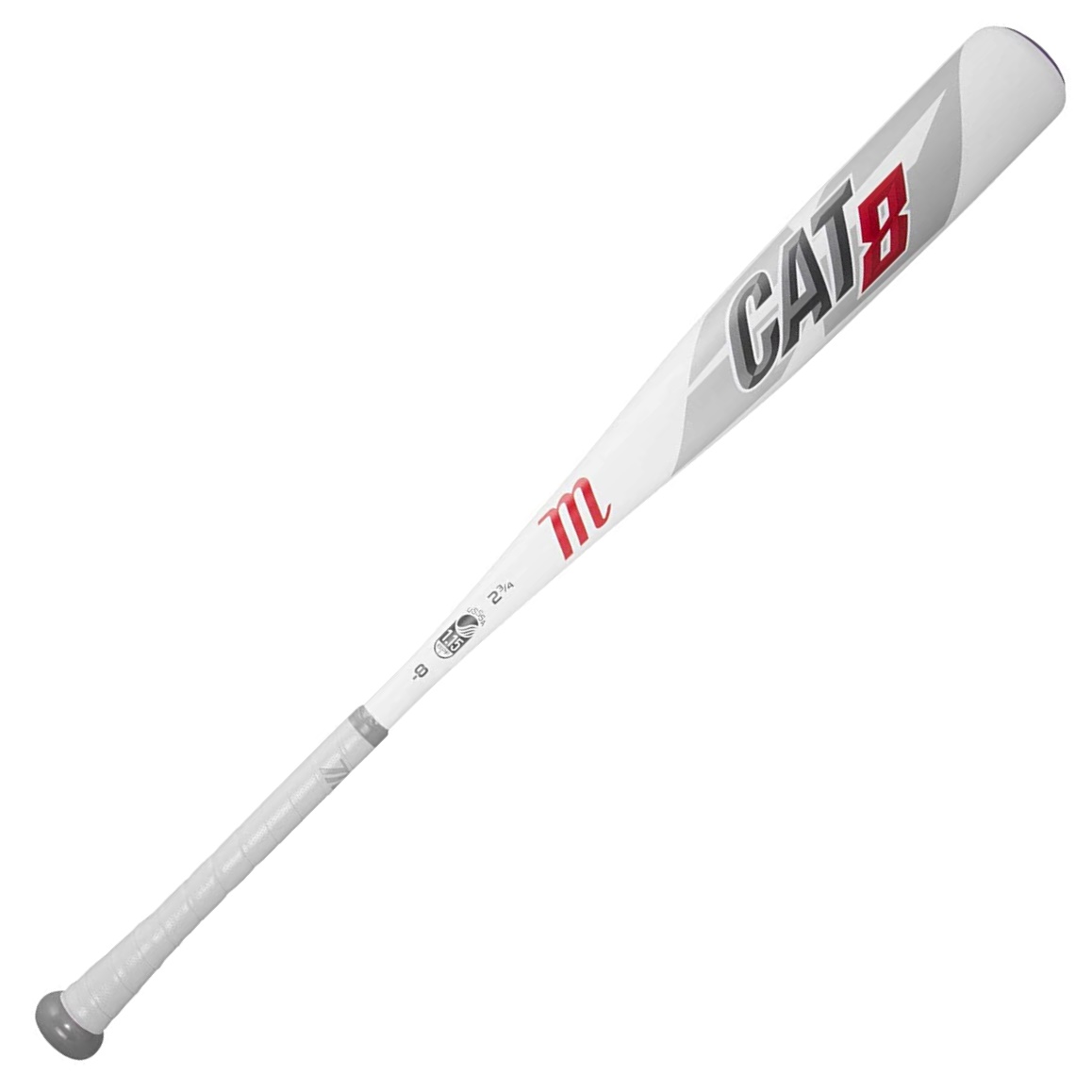 CAT8 -5 The CAT8 -5 is a USSSA certified, one-piece alloy bat built with AZ105 super strength aluminum alloy meaning thinner walls, higher response rate, and better durability. The precision-balanced barrel features a ring-free multi-variable wall design that creates an expanded sweet spot, while the patented AV2 Anti-Vibration knob produces a better feel and less negative feedback.  AZ105 alloy, the strongest aluminum on the Marucci bat line, allows for thinner barrel walls, a higher response rate and better durability Multi-variable wall design creates an expanded sweet spot and thinner barrel walls that are more forgiving after off-centered contact 2nd Generation AV2 Anti-Vibration knob features an upgraded, finely tuned harmonic dampening system for better feel and less negative vibrational feedback Ring-free barrel construction allows for more barrel flex and increases performance with no dead spots Precision-balanced barrel results in a lower M.O.I. and balanced feel for precision and control One-piece alloy construction provides a clean, consistent, traditional swing Professionally inspired handle features a removable taper and an ergonomic knob shape for more top-hand control and comfort Micro-perforated soft-touch grip with extra tack improves feel and control The CAT8 comes standard with a gray 1.75mm grip Grip weight and manufacturing tolerances may cause slight deviation from the listed weight 2 3/4 barrel diameter USSSA 1.15 BPF certified One-year warranty included 