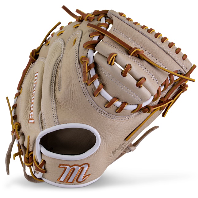 M Type fit system provides integrated thumb and pinky sleeves with enhanced thumb stall cushioning to maximize comfort and feel.  Shape: Neutral Depth: Medium Full-grain cowhide leather shell Supple leather palm lining with added cushioning Smooth microfiber wrist lining with high-density memory foam Professional-grade rawhide laces for durability Available in right-hand throw Recommended for catcher 