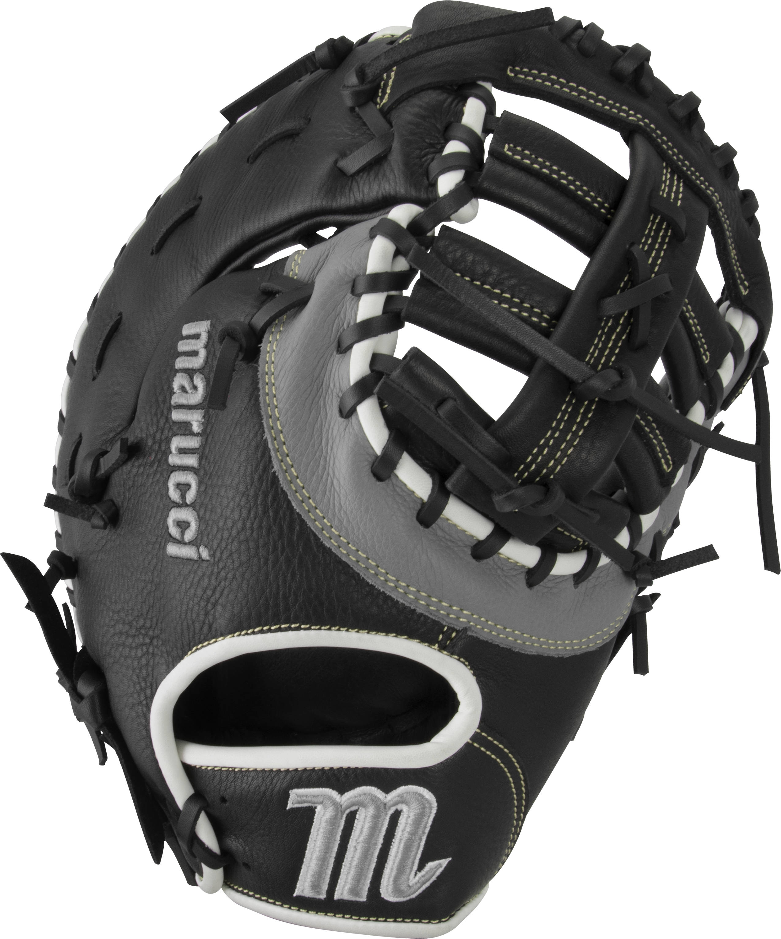 marucci-oxbow-ox3-first-base-mitt-baseball-glove-12-75-right-hand-throw MFGOX3-BKGY-RightHandThrow Marucci 849817099506 Full-grain cowhide leather shell Supple leather palm lining with added cushioning