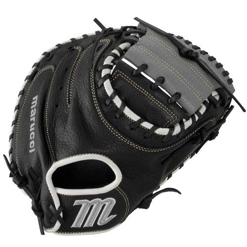 The MarucciA Oxbow Series 33.5 Inch Catcher's Mitt features a full-grain cowhide leather shell for durability. Leather palm lining and soft fur wrist padding provides added cushioning and comfort Pocket depth and web design lets catchers keepA pitches in the zone and opponents from scoring. Full-grain cowhide leather shell for durable, long-lasting performance Supple leather palm lining includes added cushioning for superior comfort and feel.