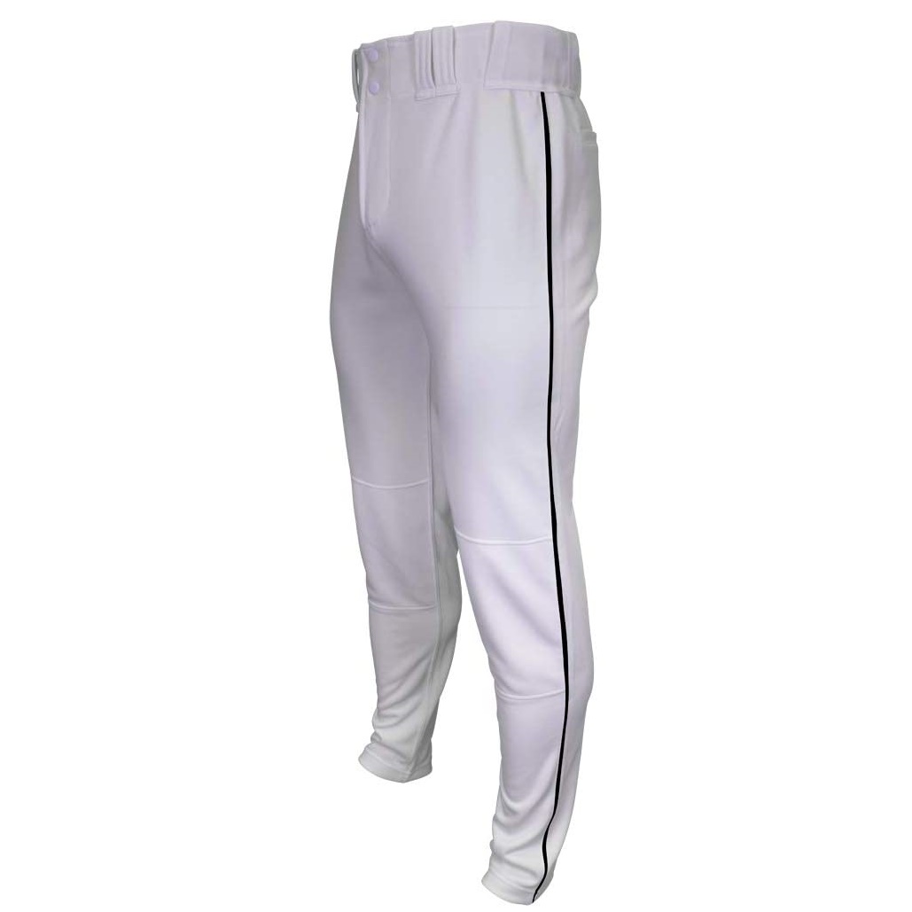 marucci-tapered-double-knit-piped-pant-white-black-white-black-youth-extra-large-mapttdkpip MAPTTDKPIP-WBK-YXL Marucci  100% polyester double-knit fabrication. 290GM2 weight for longer and extending life.