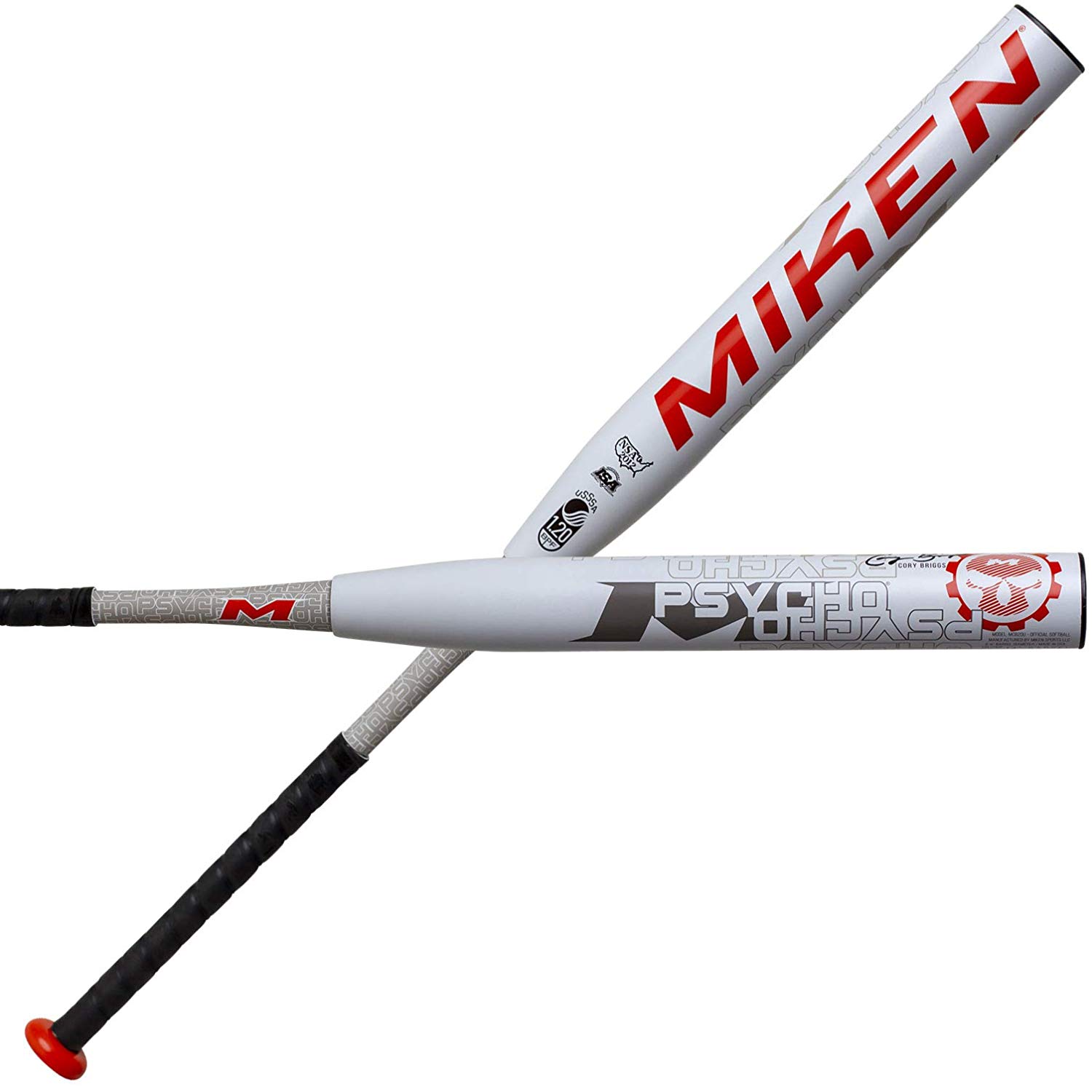 Miken's breakthrough tetra-core tech optimizes performance by utilizing an inner core tube and an outer core layering to maximize the sweetspot and durability Miken's F2P (FLEX 2 Power) optimizes handle flex and increases the overall speed of the bat head through the hitting zone. Miken bats are 100% composite Made in USA. The Cory Briggs Psycho Maxload USSSA bat is built to help you dominate at the plate. Its enhanced technology of the Triple Matrix Core optimizes our exclusive aerospace grade material offers superior performance and durability. In addition, the F2P handle flex is engineered to maximize swing speed to get the barrel through the zone faster for optimal power. Get more pop at the plate, buy yours now! Made in the U.S.A.  Size:   2 1/4 in  Frame:   Two-Piece  Player:   Cory Briggs  Technology:   Triple Matrix Core, 100 COMP  Series:   Signature Series  Warranty:   1 Year  Barrel Length:   14 in 