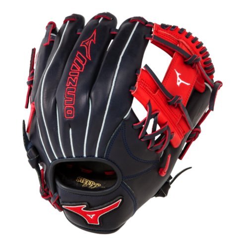 Mizuno 11.5 inch MVP Prime SE3 Baseball Glove GMVP1154PSE3 (Navy-Red, Right Hand Throw) : Patent pending Heel Flex Technology increases flexibility and closure. Center pocket design. Strong edge creates a more stable thumb and pinky. Smooth professional style. Oil Plus leather, the perfect balance of oiled softness for exceptional feel and firm control that serious players demand. Durable Steer soft palm liner. Matching outlined embroidered logo. Two tone lace.