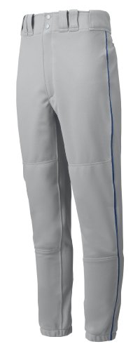 Material is 100% Polyester Double Knit (15 oz.) Features Tunnel-belt-loop waist. Fly front with extended two-snap closure. Two set-in back pockets with button closure. Double knee. Tight fit, Baseball specific cut. Ankle length.