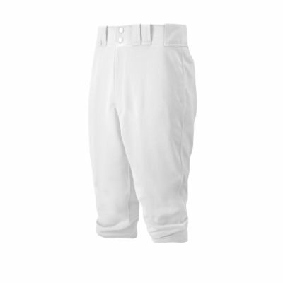 100% Polyester Double Knit . Shorter inseam to be worn just below knee. Tunnel-belt-loop waist. Fly front with extended two-snap closure. Two set-in back pockets with botton closure. Double knee. Elastic Bottom.