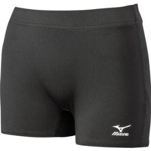 Mizuno 440344 Women's Flat Front Volleyball Shorts (Black, Small) : Mizuno Women's Flat Front Shorts Taller waistband designed for flip-over. No front or back seams. 234 inseam. Tagless. DryLite Technology for rapid evaporation and comfort. 88% Mizuno DryLite polyester12% spandex.