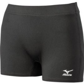 Mizuno 440344 Women's Flat Front Volleyball Shorts (Black, XL) : Mizuno Women's Flat Front Shorts Taller waistband designed for flip-over. No front or back seams. 234 inseam. Tagless. DryLite Technology for rapid evaporation and comfort. 88% Mizuno DryLite polyester12% spandex.