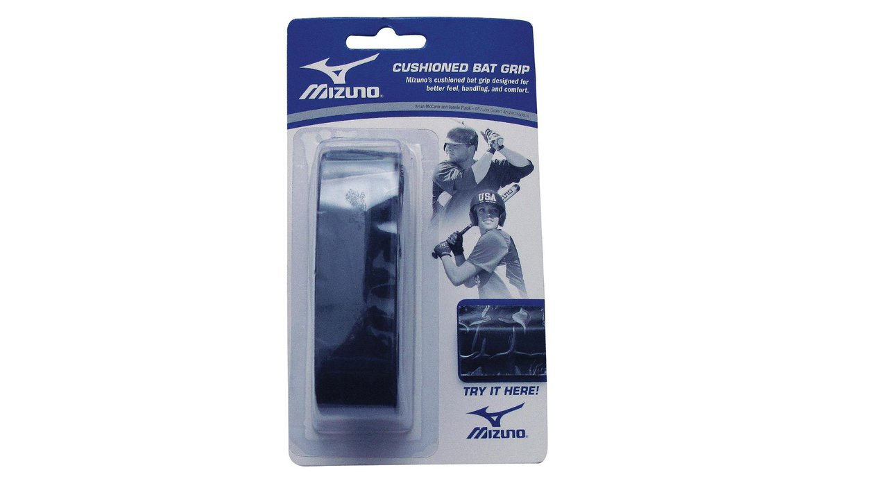 mizuno-cushioned-bat-grip-black 370118 Mizuno 041969937198 Reduces sting and vibration       