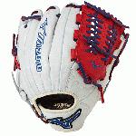 Mizuno GMVP1177PSE3 Baseball Glove 11.75 inch (Silver-Red-Royal, Right Hand Throw) : Patent pending Heel Flex Technology increases flexibility and closure. Center pocket design. Strong edge creates a more stable thumb and pinky. Smooth professional style. Oil Plus leather, the perfect balance of oiled softness for exceptional feel and firm control that serious players demand. Durable Steer soft palm liner. Matching outlined embroidered logo. Two tone lace