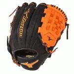 Mizuno GMVP1200PSE3 MVP Prime Baseball Glove 12 inch (Black-Orange, Right Hand Throw) : Patent pending Heel Flex Technology increases flexibility and closure. Center pocket design. Strong edge creates a more stable thumb and pinky. Smooth professional style. Oil Plus leather, the perfect balance of oiled softness for exceptional feel and firm control that serious players demand. Durable Steer soft palm liner. Matching outlined embroidered logo. Two tone lace.