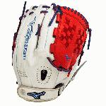Mizuno GMVP1250PSEF3 Fastpitch Softball Glove 12.5 inch (Silver-Red-Royal, Right Hand Throw) : Patent pending Heel Flex Technology increases flexibility and closure. Center pocket design. Strong edge creates a more stable thumb and pinky. Smooth professional style. Oil Plus leather, the perfect balance of oiled softness for exceptional feel and firm control that serious players demand. Durable Steer soft palm liner. Matching outlined embroidered logo. Two tone lace.