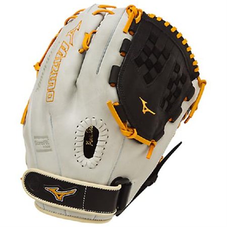 12.50 Inch Pattern Bio Soft Leather - Pro-Style  Smooth Leather That Balances Oil and Softness with Firm Control Center Pocket Design - Naturally Centers the Pocket Under the Index Finger for the Perfect Break-In Closed Back with PowerLock Wrist Strap Colorway  Black   Orange Fastpitch Softball Specific Fit and Design Heel Flex Technology - Creates A More Flexible   Forgiving Heel for Ultimate Feel and Performance Infield   Pitcher   Outfield Model Plus Grip Thumb - Ultra Comfortable Padded Thumb Slot Professional Level Lace - Same High-Quality Laces Offered in Mizuno Pro Gloves Strong Edge Lace Design - Adds Stability to Thumb and Pinky Stall to Increase Longevity Trident Web Ultra Soft Palm Liner - Soft Finish for Excellent Feel