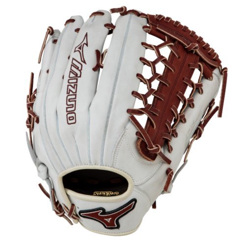 Mizuno GMVP1277PSE3 MVP Prime Baseball Glove 12.75 inch (Silver-Brown, Right Hand Throw) : Patent pending Heel Flex Technology increases flexibility and closure. Center pocket design. Strong edge creates a more stable thumb and pinky. Smooth professional style. Oil Plus leather, the perfect balance of oiled softness for exceptional feel and firm control that serious players demand. Durable Steer soft palm liner. Matching outlined embroidered logo. Two tone lace.