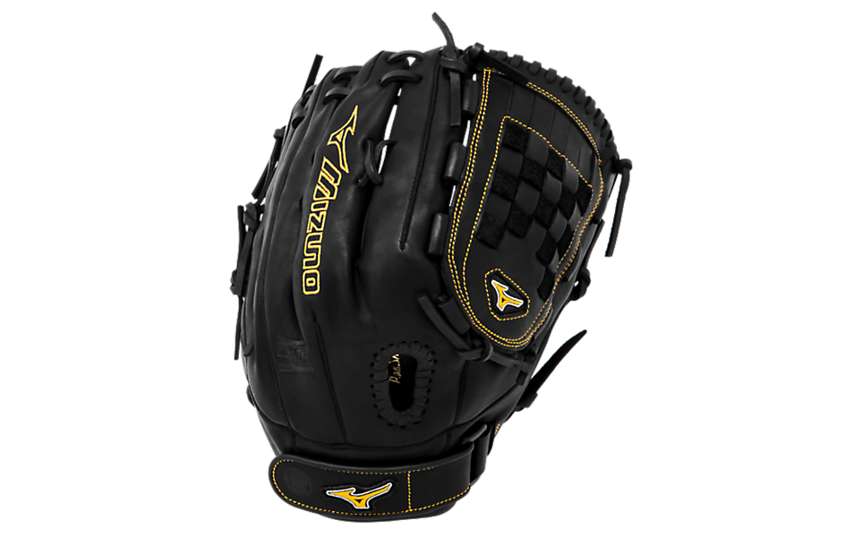 Mizuno softball glove. Smooth, professional style oil soft plus leather is the perfect balance of oiled softness for exceptional feel and firm control that serious players demand. V-Flex Notch to help initiate easy closure.