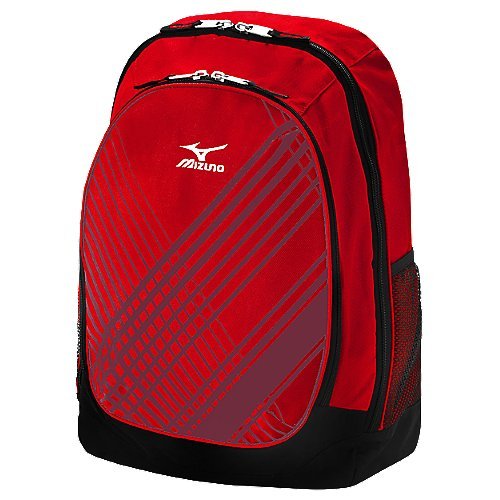 Mizuno Lightning Day Pack (Red) : The Lightning Daypack features Mizuno's Aerostrap technology, which consists of thick, padded straps with mesh backing for ultimate comfort when carrying large loads. The handy front compartment features a valuables pocket and hook for keys, while the padded sleeve for laptops provides secure storage for your computer.