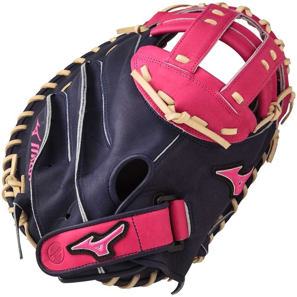 mizuno-mvp-prime-se-catchers-mitts-navy-pink-right-hand-throw GXS50PSE4-NAVY-PINK-RightHandThrow Mizuno 041969558690 Bio soft leather professional style smooth leather that has the perfect