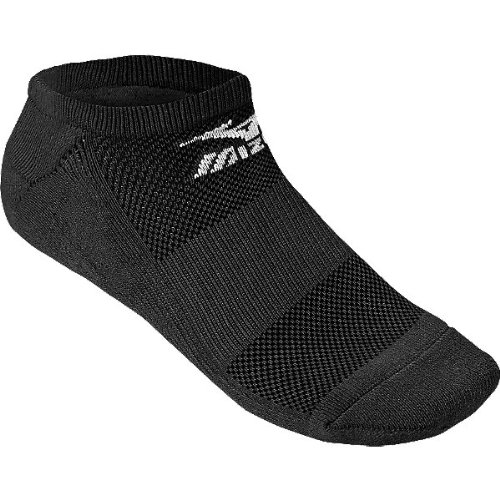Mizuno No Show Performance Socks (White, Small) : The Mizuno No Show Performance Socks are a new sock from Mizuno for 2010 that provides a sockless look yet performs at the highest level possible, thanks to Mizunos innovative moisture management technologies. The No Show Performance Socks feature Mizuno Drylite moisture management material throughout, which helps wick moisture away from the foot to the outer layers of the sock, evaporating moisture quickly and efficiently. This leaves the foot dry, creating a comfortable fit that allows athletes to compete harder and longer than ever before. Mizuno has also been able to add strategic padding to the No Show Performance Sock, which allows for improved performance and cushioning without adding any bulk. These socks are available in black and white colors and feature a CottonSpandexPolyurethaneNylon makeup.
