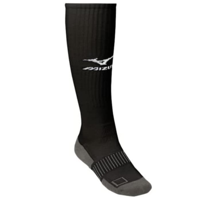 mizuno-performance-plus-knee-hi-sock-medium-black 480113-BlackMedium Mizuno  55% Combed Cotton 30% Polyester 13% Nylon 2% Spandex Imported Gripper