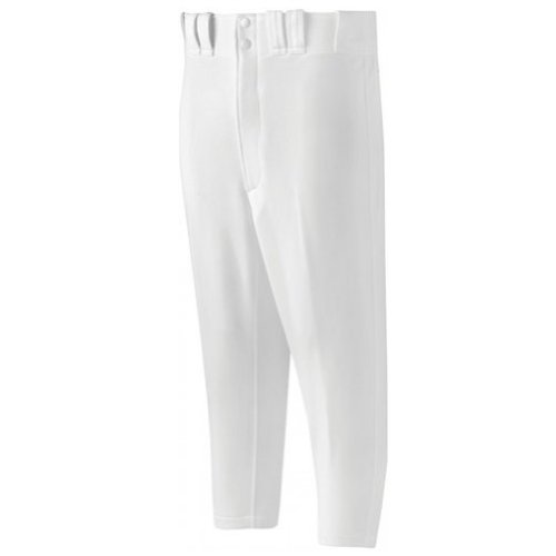 Mizuno Premier Short Pant 100% Polyester Double Knit (15 oz). Material 100% Polyester Double Knit 15 oz. Features Shorter inseam to be worn just below the knee. Tunnel-belt-loop waist. Fly front with extended two-snap closure. Two set-in back pockets with button closure. Double knee. Baseball Specific cut.