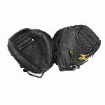 Mizuno's catcher's mitts are made from top quality leather and utilize cutting edge technologies. Black, Size 33.50 Full Sized, Adult Transitional. This series features a high performance, full-grain leather shell in a youth transitional size. The transitional size provides the perfect finger stall and glove sizing for the youth player not quite ready for the full size pro glove. All Supreme Series gloves feature PowerLock technology, the simplest and most secure locking system. This technology offers the player maximum comfort for increased performance. The Supreme Series gloves also offer PalmSoft lining for unsurpassed feel and long lasting durability along with the patent pending Shock Grid Finger opening designed to disperse shock while providing the ultimate in comfort.