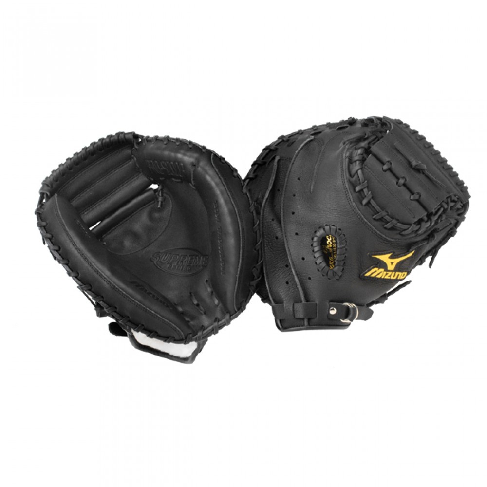 mizuno-supreme-gxc94-youth-catchers-mitt-black-33-5-right-handed-throw GXC94-Right Handed Throw Mizuno 041969998809 Mizunos catchers mitts are made from top quality leather and utilize