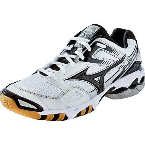 Mizuno Wave Bolt 3 Womens Volleyball Shoes 430170 (White-Black, 7.5) : The Mizuno Wave Bolt 3 Women's Volleyball Shoe will cushion and support your feet while retaining its shape through any level of performance. Mizuno Wave technology is at the forefront in lightweight cushioning and enhanced stability by spreading your weight throughout the shoe to help with uniform shock absorption. The Wave Bolt 3 Women's Volleyball Shoe was designed to perfectly fit your individual foot but also eliminate distortion from the constant pounding and stress that can be put on any athletic shoe. When you are on your toes ready for anything you can be confident in the strategically designed and placed outer sole grooves of the Wave Bolt 3 Women's Volleyball Shoe. By keeping its shape while your feet are pushing hard at every side the Wave Bolt 3 Women's Volleyball Shoe is focused on enhanced stability for every plant, lunge and dig.