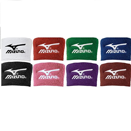 Mizuno Wristbands 370107 2 Inch Wristbands (Cardinal) : 80% Cotton  10% Nylon  10% Elastic Soft, thick terry construction absorbs perspiration and keeps bands dry with comfort Washable and durable with Runbird embroidered logo 2 inch length 3 inch width Sold by the pair 370107