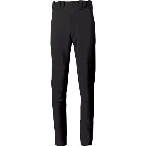 Mizuno Youth Select Pant Full Length Black XX-Large. 100% Polyester Double Knit. Two set-in back pockets with button closure. Double knee. Tunnel-belt-loop waist. Unhemmed bottom. Inseams: S(29), M(30), L(31), XL(32), XXL(33), XXXL(34). Waist Sizes: S(22-24), M(24-26), L(26-28), XL(28-30), XXL(30-32), XXXL(32-34). Fly front with extended two-snap closure.