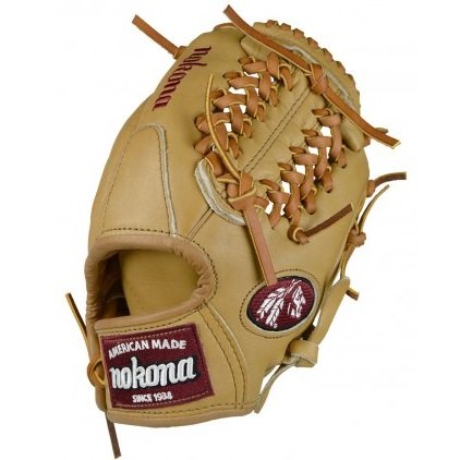 Nokona 11.5 American Legend Series AL-1150M Baseball Glove (Right Handed Throw) : A full Nokona Sandstone glove. The American Legend is a stiff, sturdy, durable glove which is a traditional Nokona. This glove is for the player looking for structure and durability, and allows for more custom break-in. Form it to your preference. The American Legend will maintain its shape over a long period of time, and provides exceptional durability. The glove has a modified trap web and open conventional back. Ideal for infield or pitching.