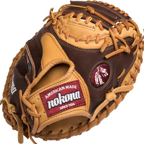 Nokona Alpha Baseball Catchers Mitt 33 inch (Right Handed Throw) : The Nokona Alpha series has been expanded to include full-sized baseball patterns. This performance series is made with top-of-the-line Stampede and Buffalo leathers for top travel, high-school, college, and pro players. The combination of these two proprietary leathers makes Alpha gloves light weight and ready for play with minimal need for break-in, and provides ideal structure and balance.A new-generation, full grain, full oil, performance Steerhide that creates a ready-for-play glove. First introduced by Nokona in 2014, Stampede leathers presence within their line is quickly expanding due to its unique performance features and growing popularity. This proprietary leather is renowned for its flexibility and light weight, while retaining its shape and fit. The history of the buffalo and its status as an American icon make this leather and glove a true American original.