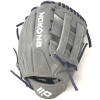 nokona american kip gray with navy laces 11 5 baseball glove closed h web right hand throw