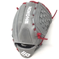 nokona american kip gray with red laces 12 baseball glove closed trap web right hand throw