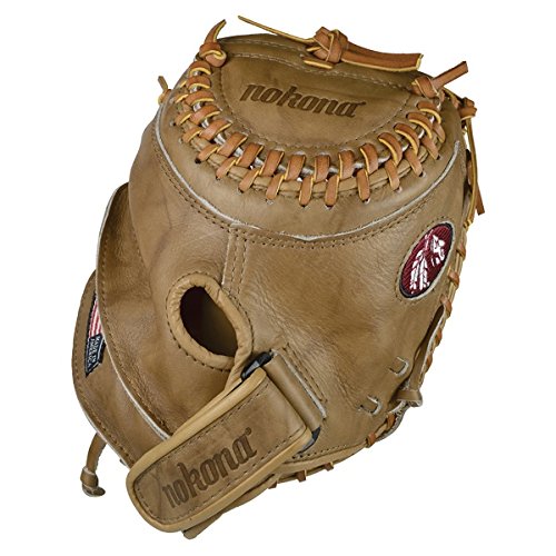 Nokona banana tan fastpitch softball catchers mitt. 32.5 inch cm225 pattern.