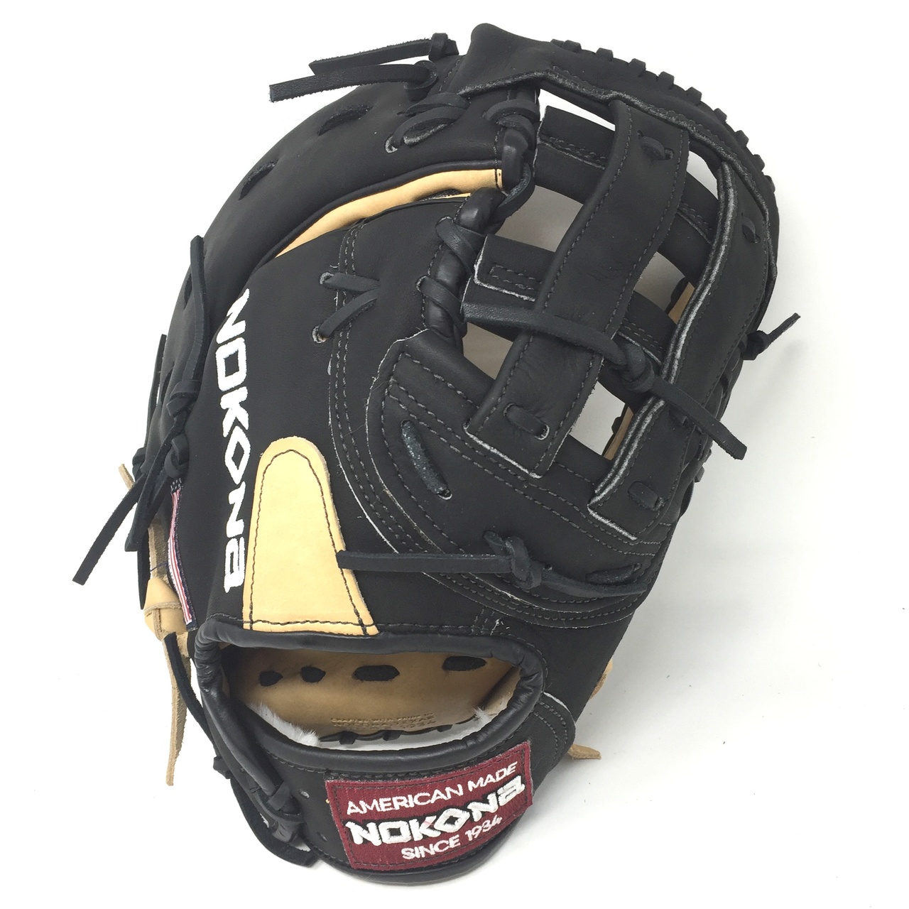 nokona-bison-12-5-black-alpha-first-base-mitt-baseball-glove-s-3hb-right-hand-throw S-3HB-RightHandThrow Nokona 808808893349 Young Adult Glove made of American Bison and Supersoft Steerhide leather