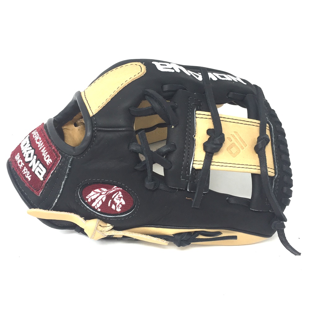 Young Adult Glove made of American Bison and Supersoft Steerhide leather combined in black and cream colors. Nokona Alpha Youth Baseball Glove. The Select Series is built with virtually no break in needed. Using the highest quality leathers so that youth and young adult players can perfrom at the top of their game. A position specific, light weight, durable, and high performing glove for club and elite players. 