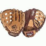 Nokona Buckaroo (SandstoneChocolate Kangaroo) Baseball Glove H Web 11.75 (Right Handed Throw) : Chocolate Kangaroo Leather on the back of the hand with sturdy Sandstone leather on the palm. Kangaroo leather is amazingly storng and lightweight, and Sandstone adds the body and form needed to maintain a solid pocket and overall fit.